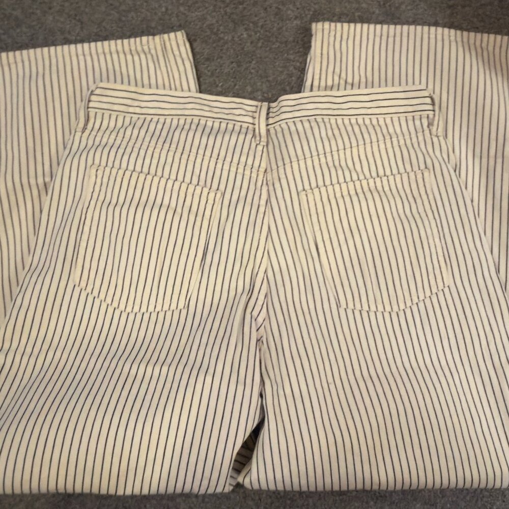 GAP Off-white Jean Navy Stripe Wide Leg High Rise Size 14 - Picture 2 of 4
